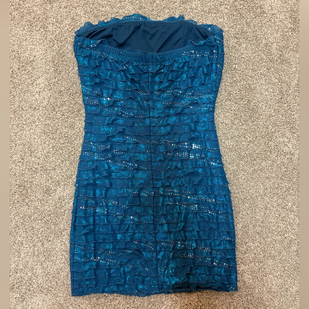 Ruby Rox Teal Textured Mini Dress - Picture 2 of 8